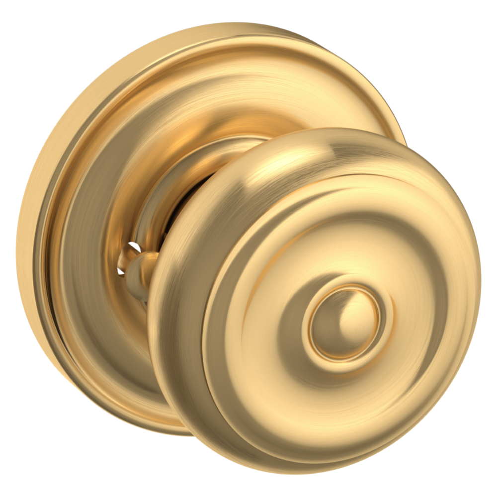 Baldwin 5020 Colonial Knob Set with 5048 Round Rose Lifetime (PVD) Satin Brass / Privacy / Reversible
