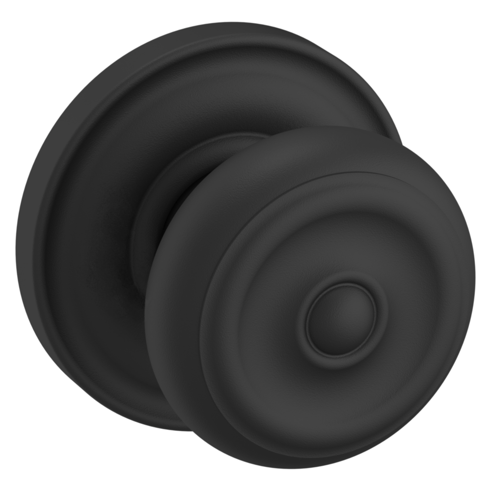 Baldwin 5020 Colonial Knob Set with 5048 Round Rose Satin Black / Passage / Reversible