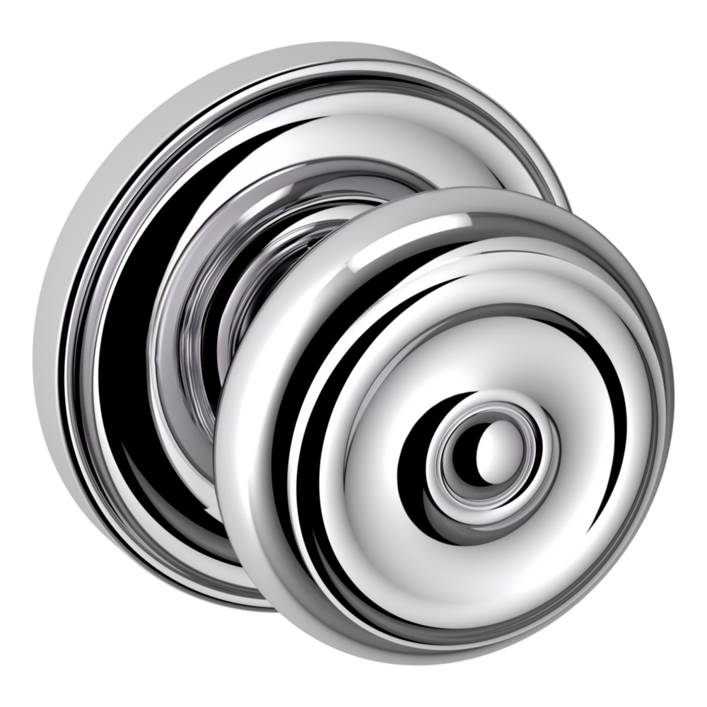Baldwin 5020 Colonial Knob Set with 5048 Round Rose Polished Chrome / Full Dummy / Reversible