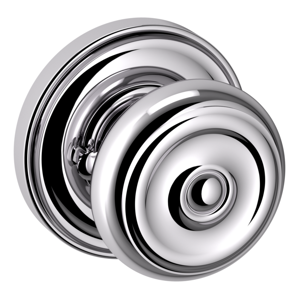 Baldwin 5020 Colonial Knob Set with 5048 Round Rose Polished Chrome / Privacy / Reversible