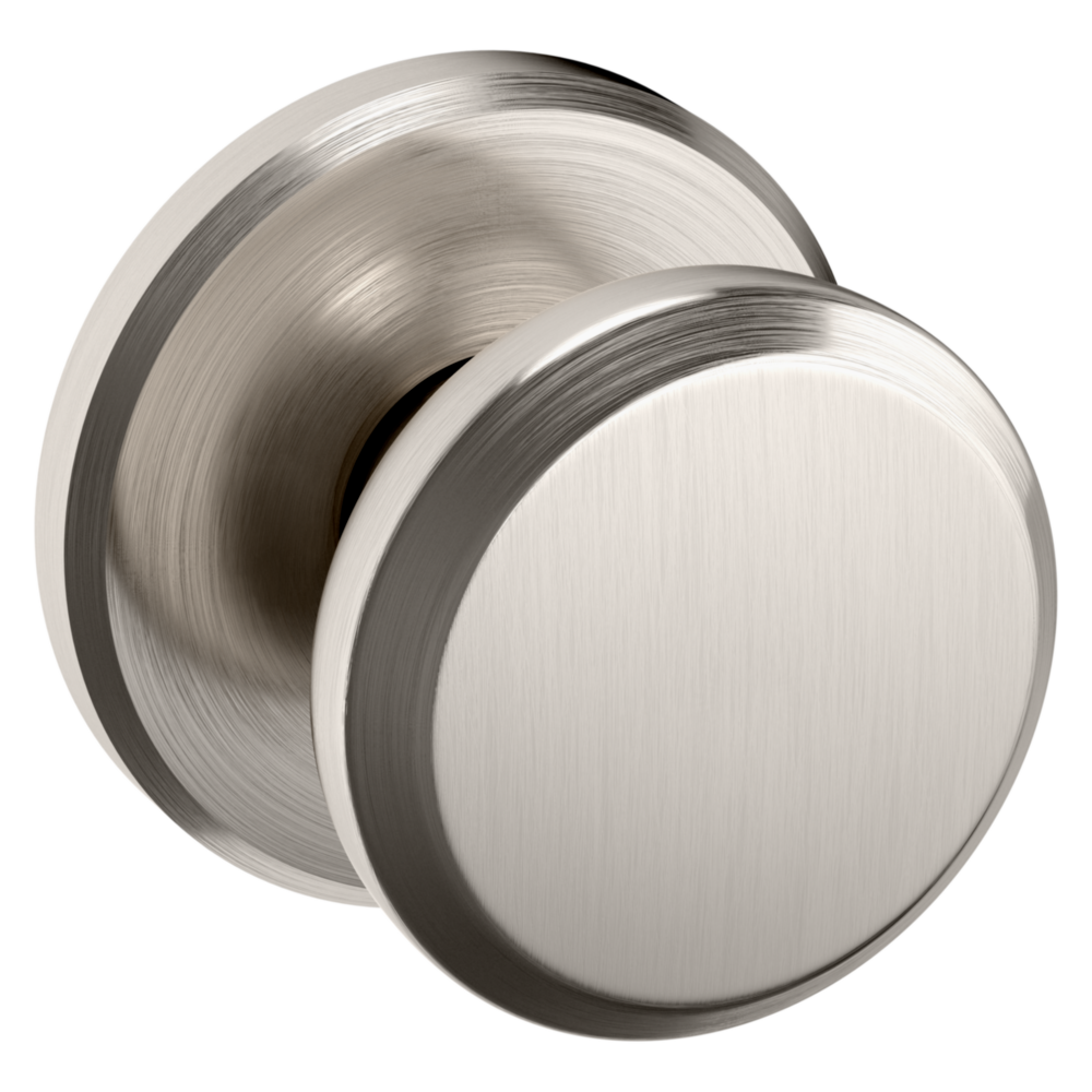 Baldwin 5023 Transitional Round Knob Set with R016 Round Rose Lifetime (PVD) Satin Nickel / Passage / Reversible
