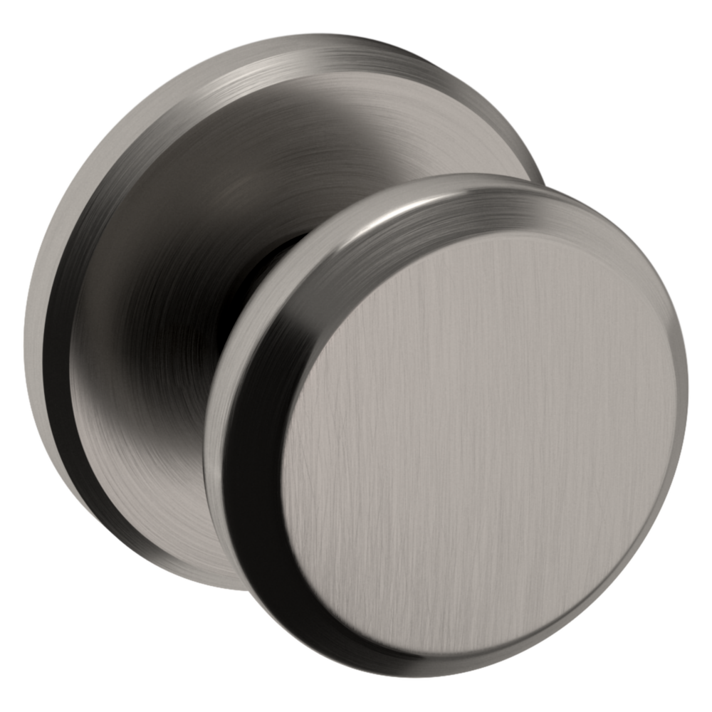 Baldwin 5023 Transitional Round Knob Set with R016 Round Rose Lifetime (PVD) Graphite Nickel / Passage / Reversible