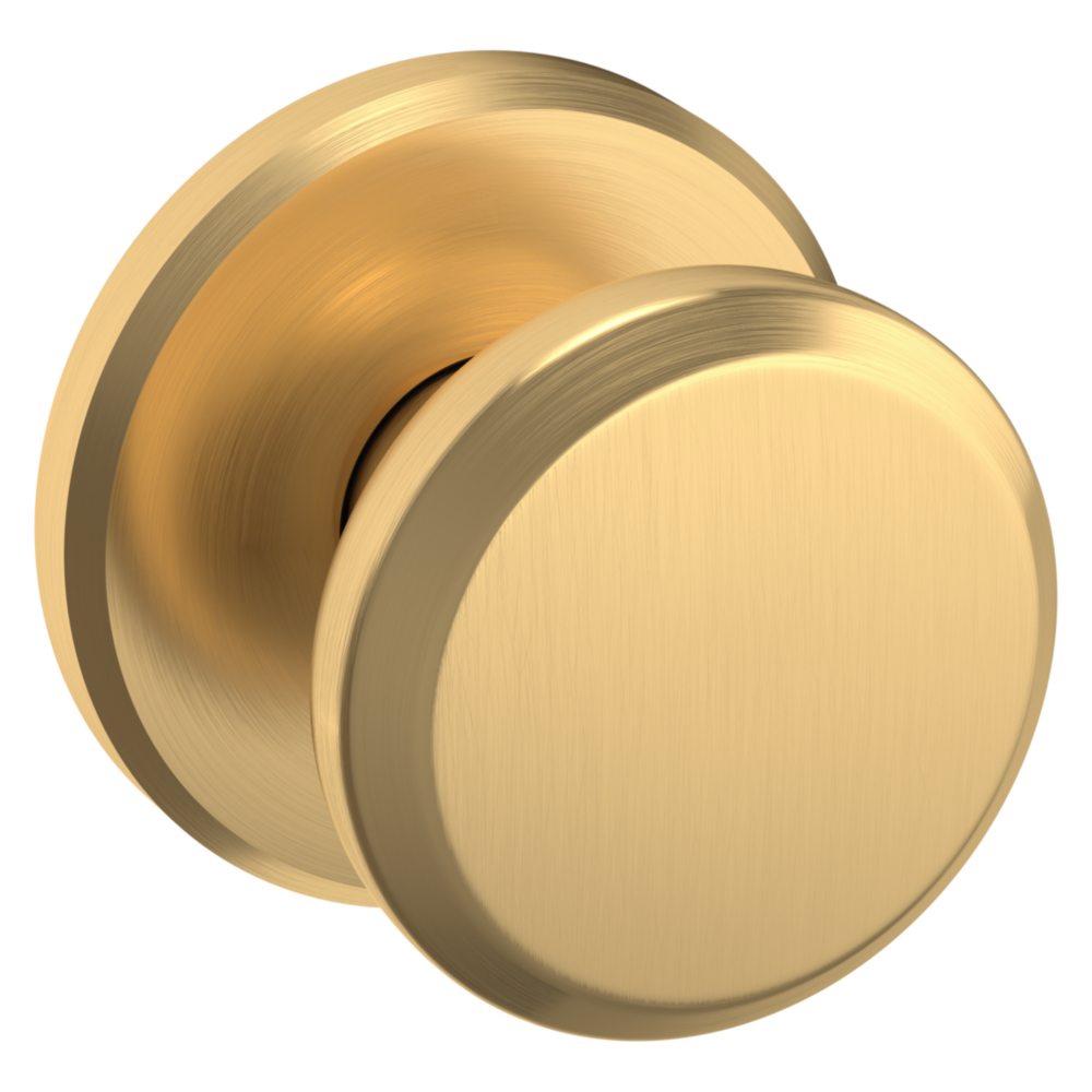Baldwin 5023 Transitional Round Knob Set with R016 Round Rose Lifetime (PVD) Satin Brass / Passage / Reversible