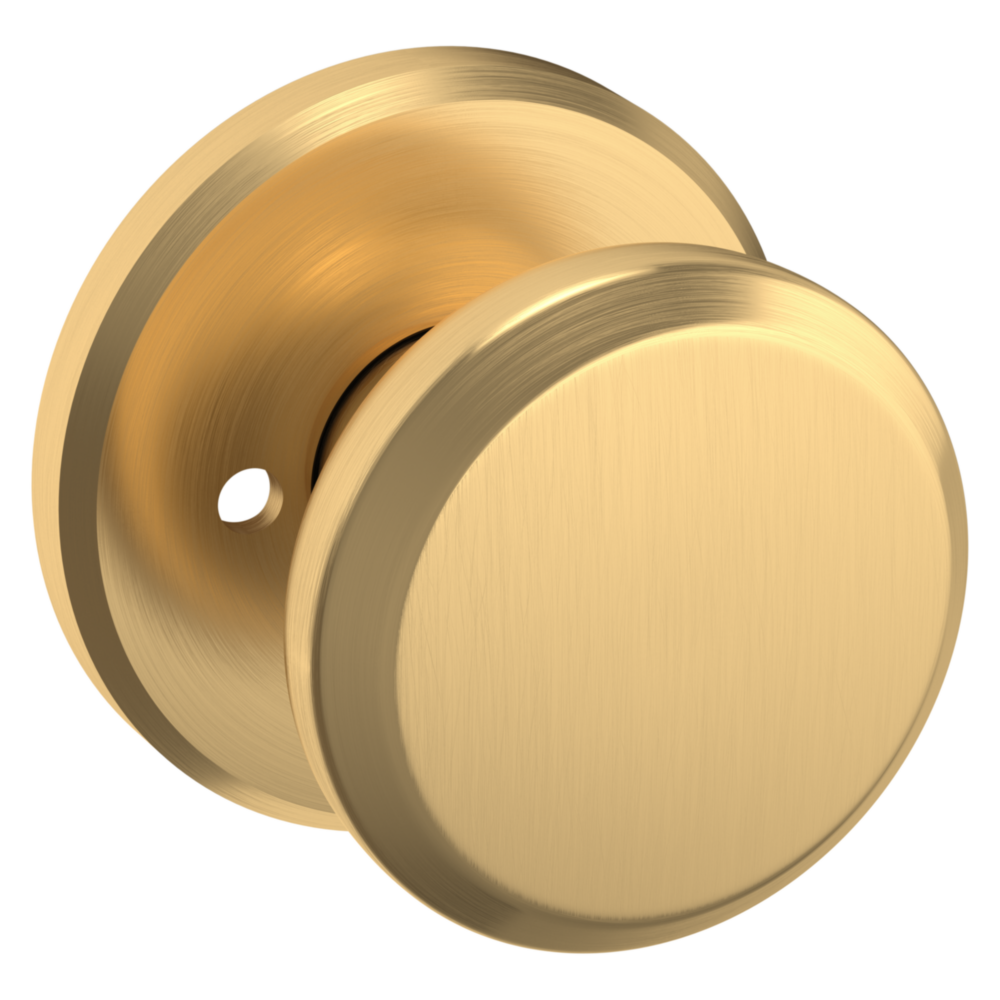Baldwin 5023 Transitional Round Knob Set with R016 Round Rose Lifetime (PVD) Satin Brass / Privacy / Reversible