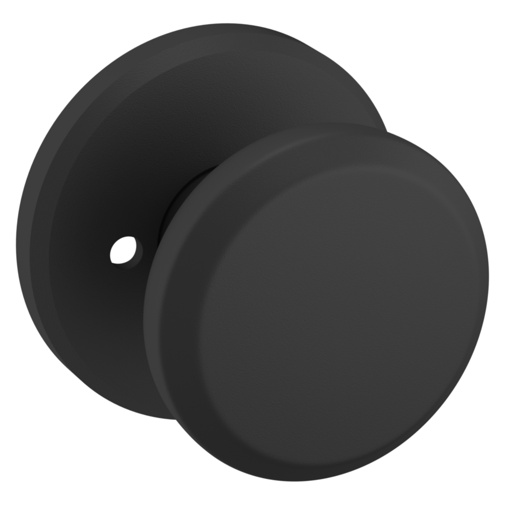 Baldwin 5023 Transitional Round Knob Set with R016 Round Rose Satin Black / Privacy / Reversible