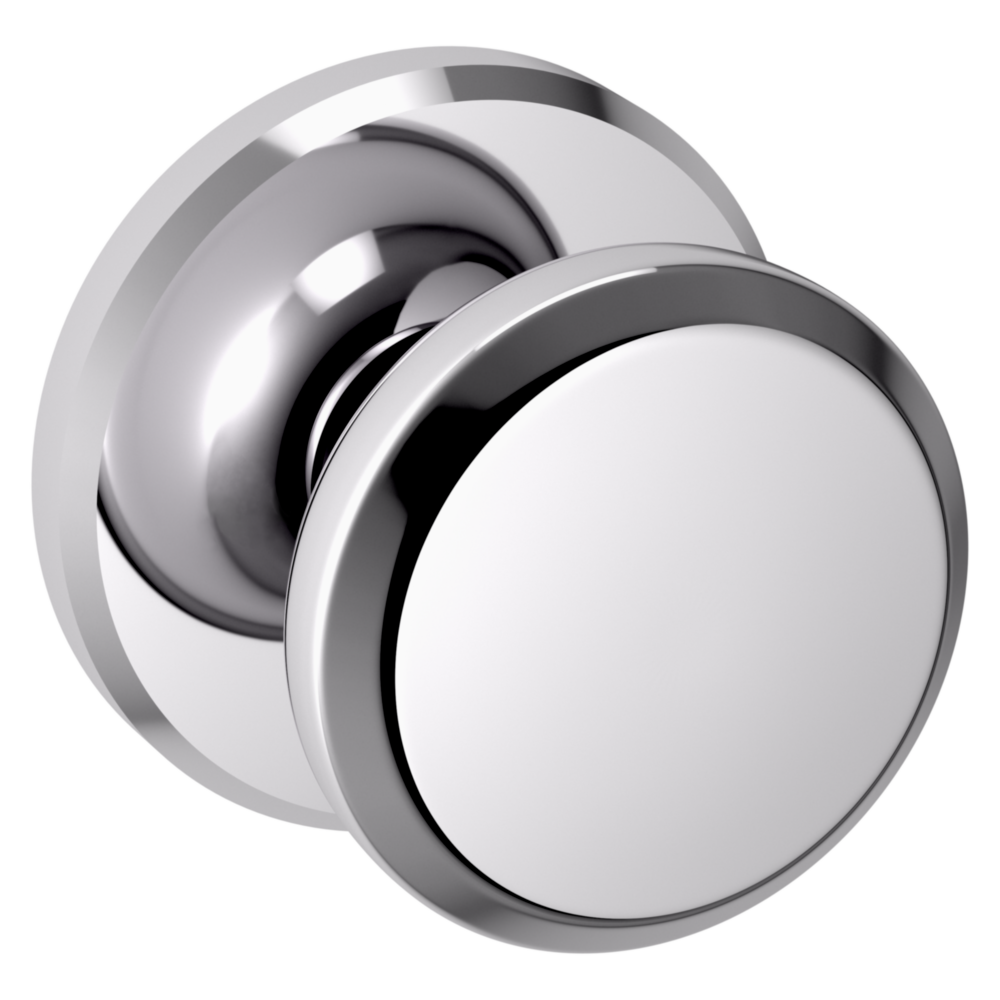 Baldwin 5023 Transitional Round Knob Set with R016 Round Rose Polished Chrome / Passage / Reversible