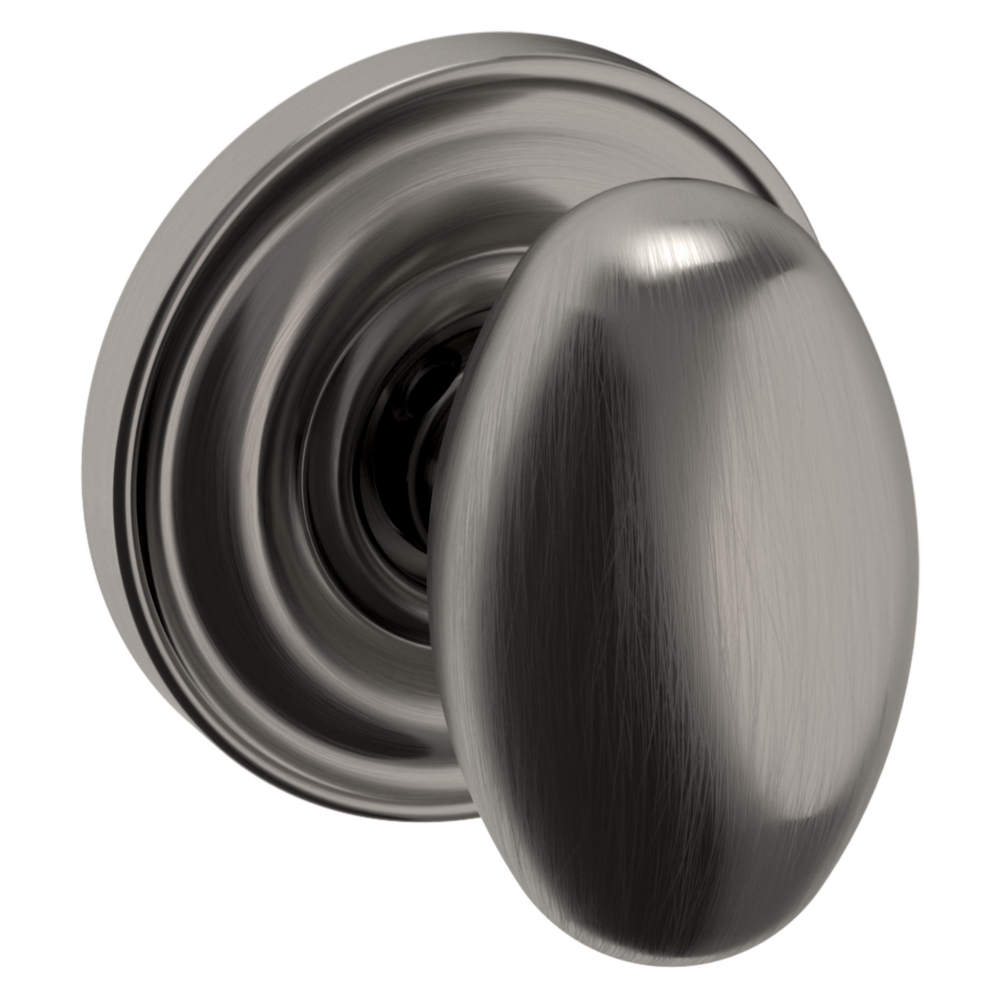 Baldwin 5025 Egg Knob Set with 5048 Rose Lifetime (PVD) Graphite Nickel / Passage / Reversible