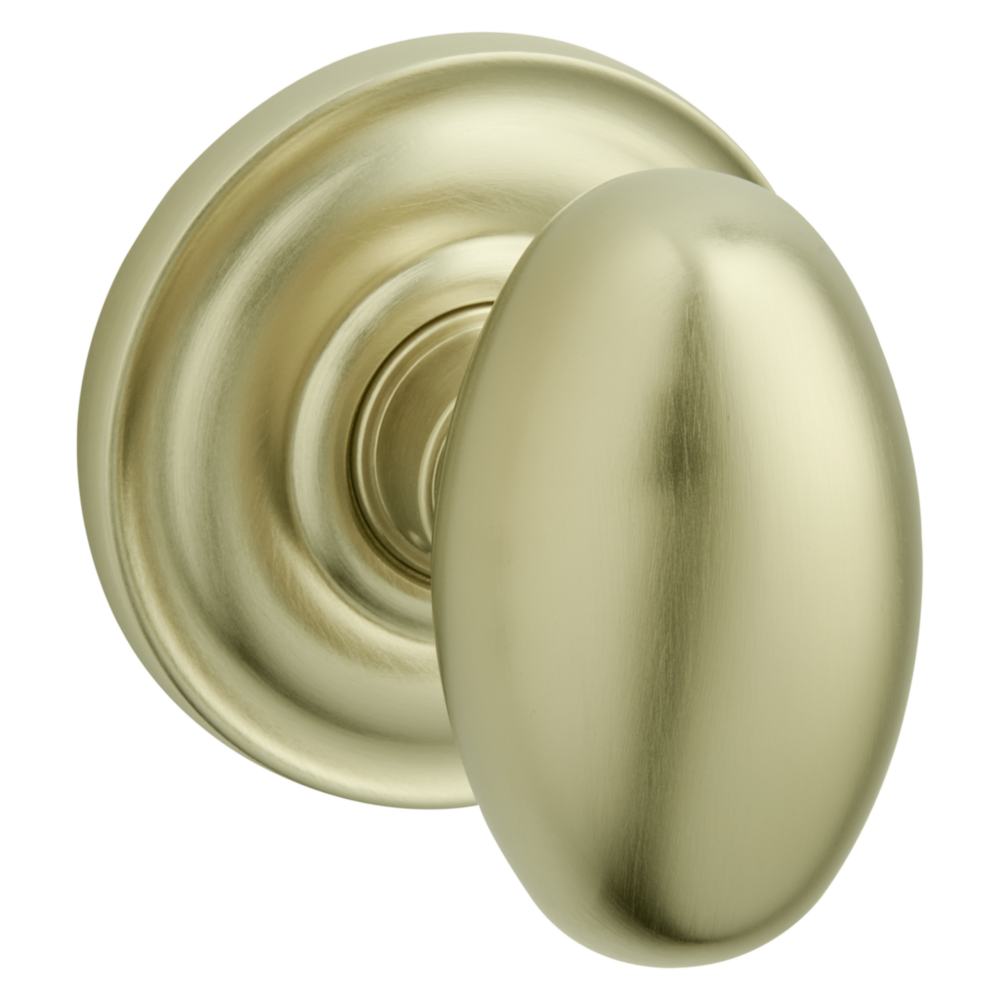 Baldwin 5025 Egg Knob Set with 5048 Rose Lifetime (PVD) Satin Brass / Full Dummy / Reversible