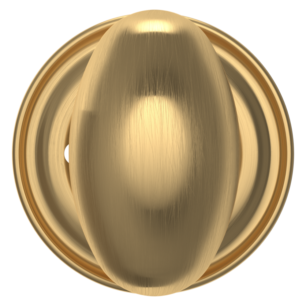 Baldwin 5025 Egg Knob Set with 5048 Rose Lifetime (PVD) Satin Brass / Privacy / Reversible