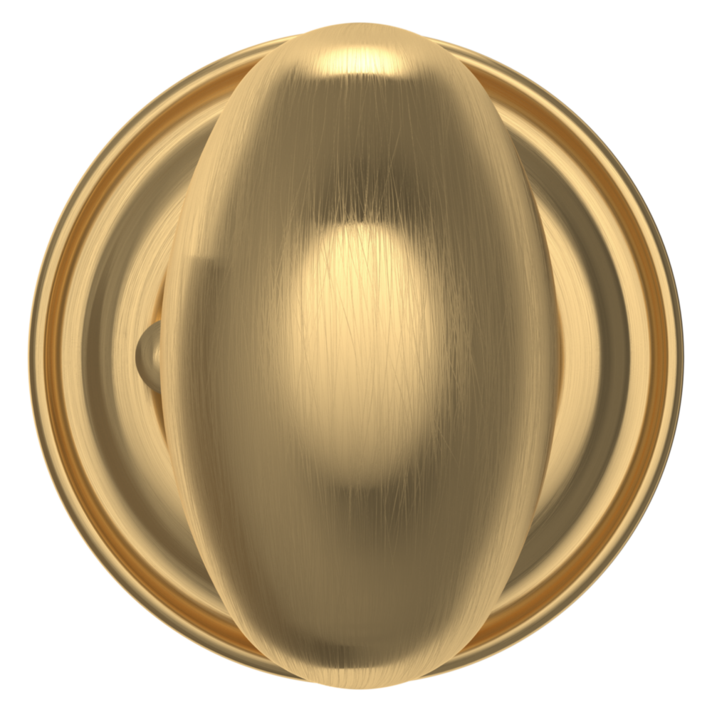 Baldwin 5025 Egg Knob Set with 5048 Rose Lifetime (PVD) Satin Brass / Privacy / Reversible