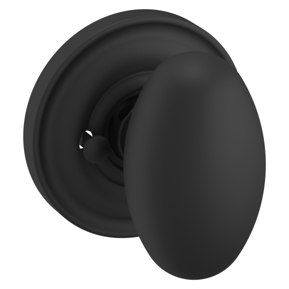 Baldwin 5025 Egg Knob Set with 5048 Rose Satin Black / Privacy / Reversible