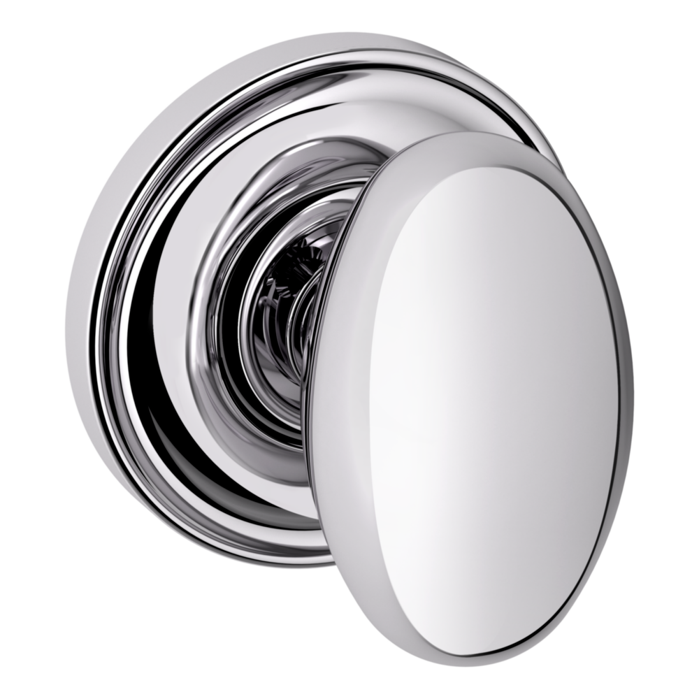 Baldwin 5025 Egg Knob Set with 5048 Rose Polished Chrome / Full Dummy / Reversible
