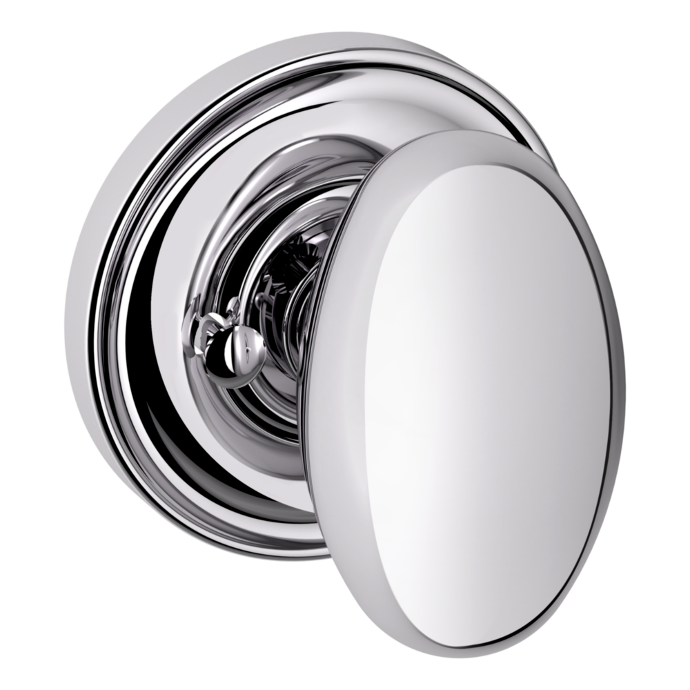 Baldwin 5025 Egg Knob Set with 5048 Rose Polished Chrome / Privacy / Reversible
