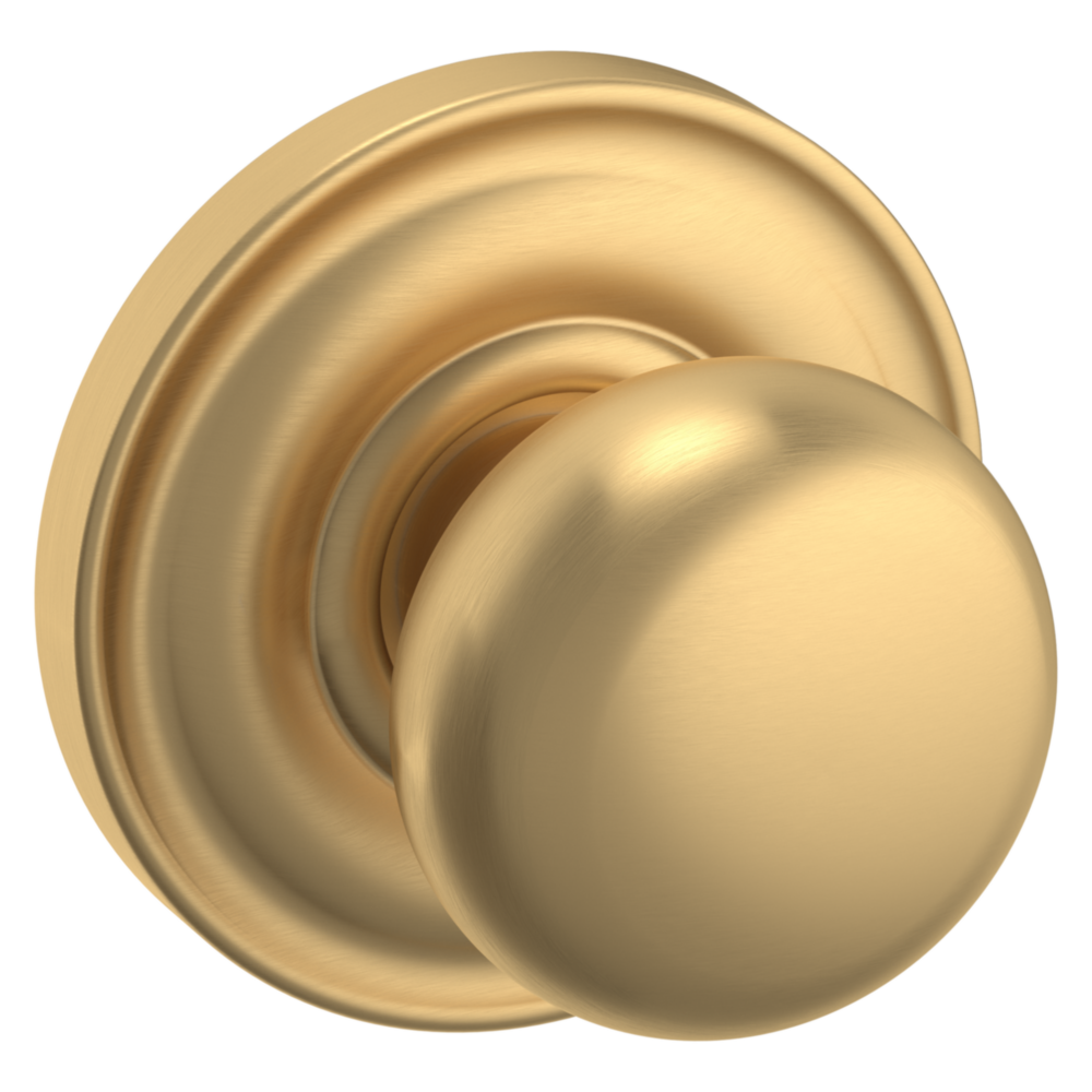 Baldwin 5030 Traditional Round Knob Set with 5048 Rose Vintage Brass / Passage / Reversible