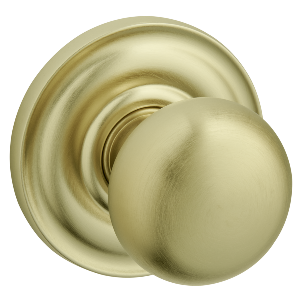Baldwin 5030 Traditional Round Knob Set with 5048 Rose Lifetime (PVD) Satin Brass / Full Dummy / Reversible