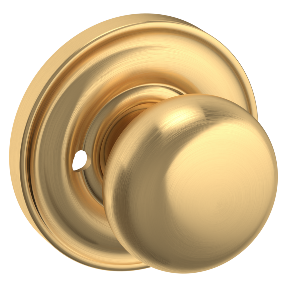 Baldwin 5030 Traditional Round Knob Set with 5048 Rose Lifetime (PVD) Satin Brass / Privacy / Reversible