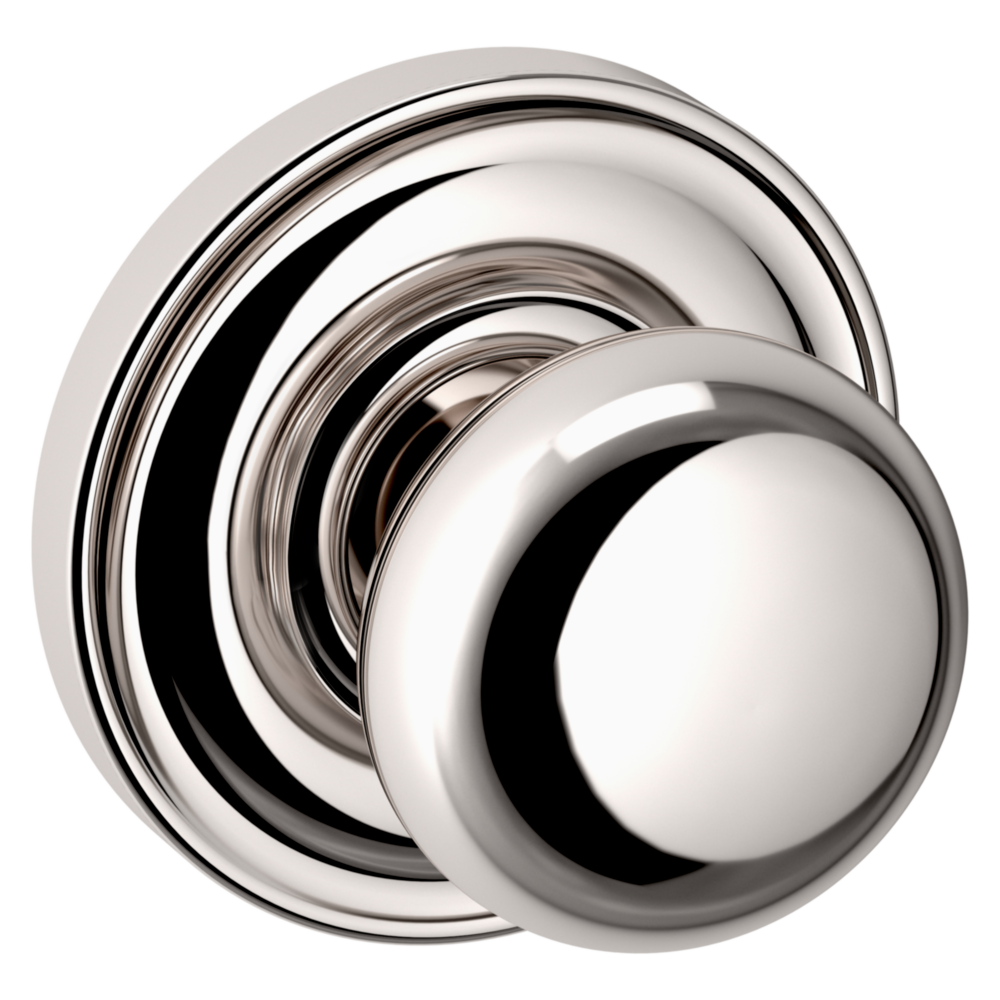 Baldwin 5030 Traditional Round Knob Set with 5048 Rose Lifetime (PVD) Polished Nickel / Passage / Reversible