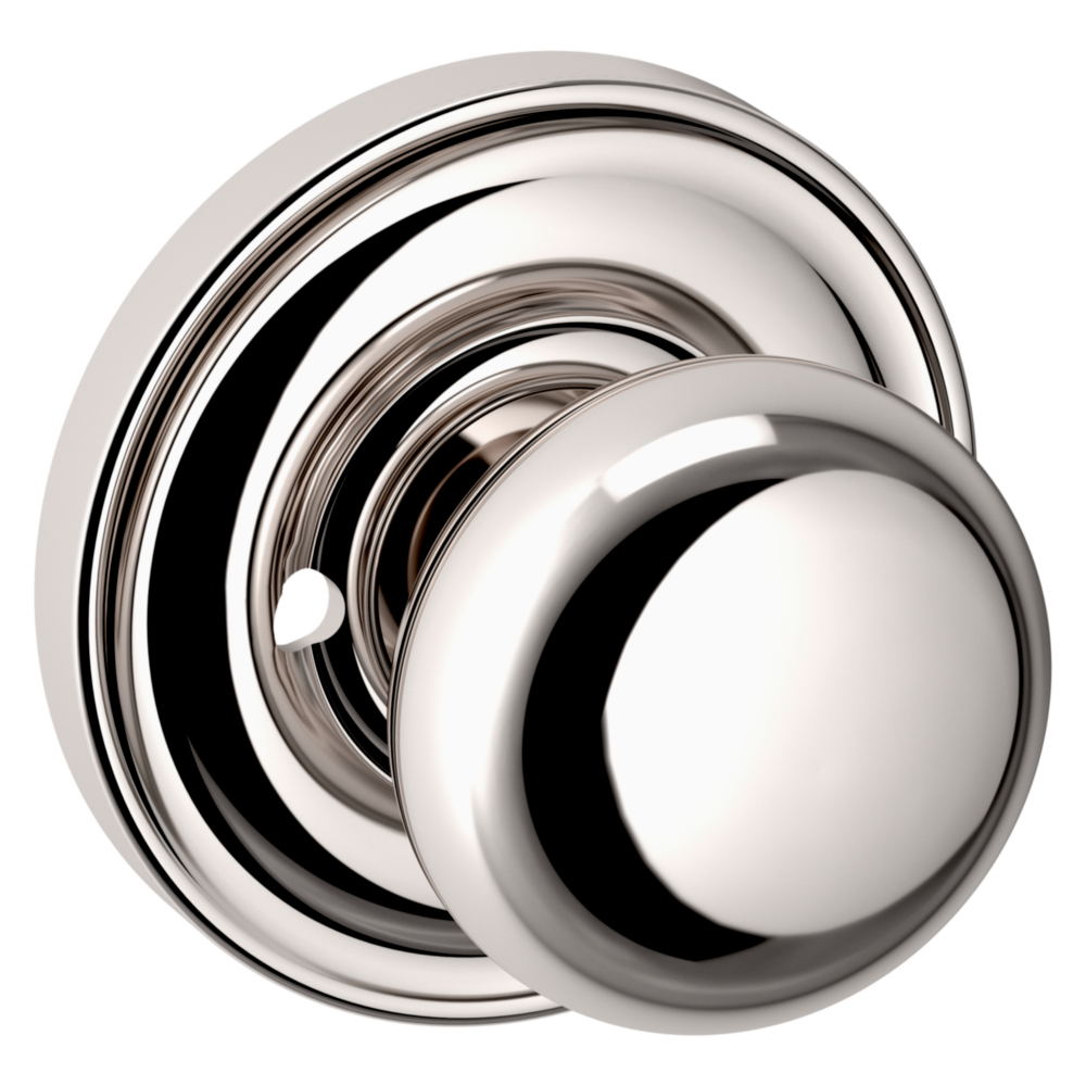 Baldwin 5030 Traditional Round Knob Set with 5048 Rose Lifetime (PVD) Polished Nickel / Privacy / Reversible