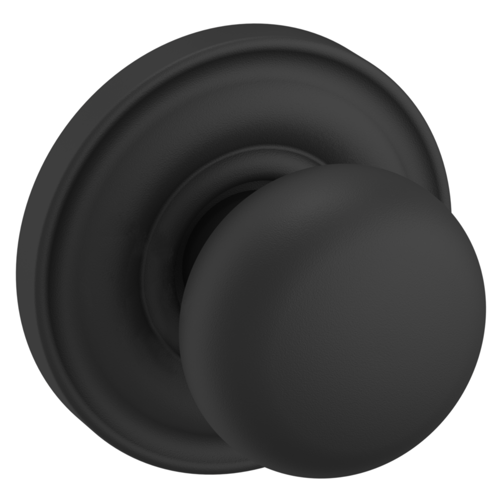 Baldwin 5030 Traditional Round Knob Set with 5048 Rose Satin Black / Passage / Reversible
