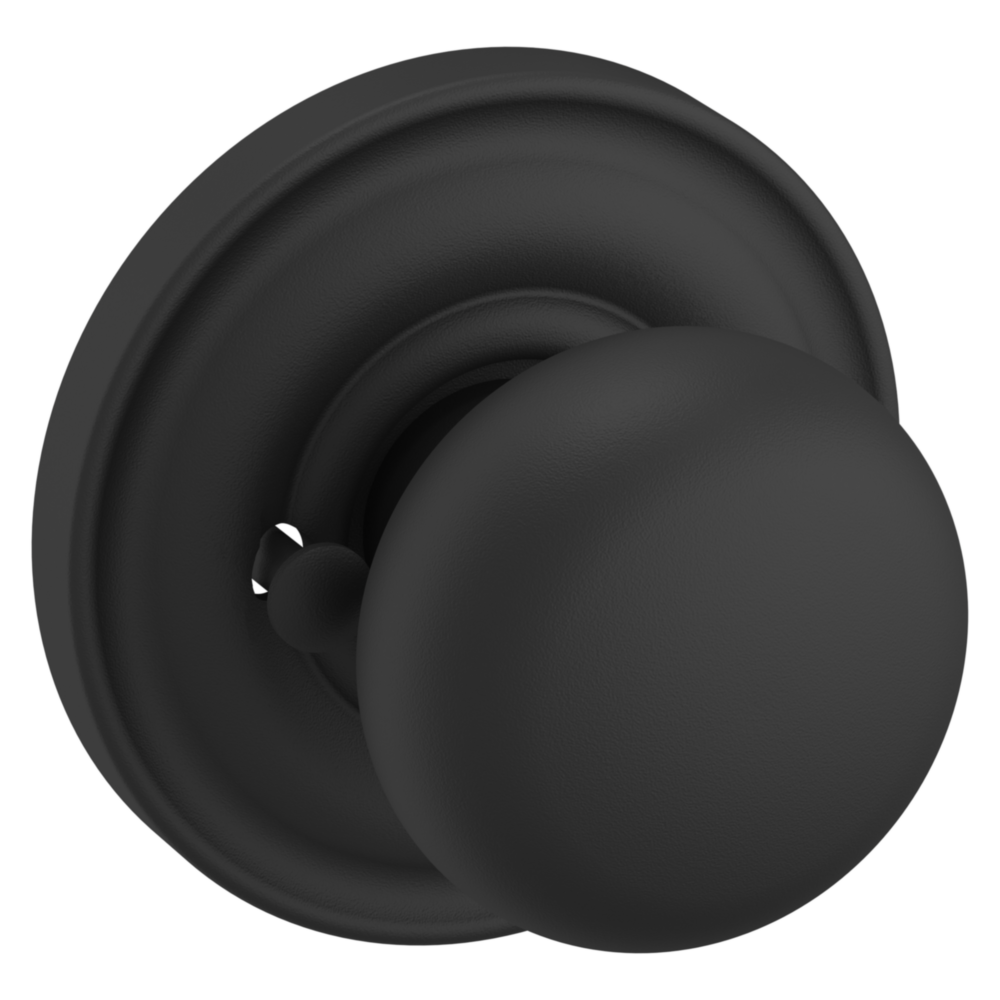 Baldwin 5030 Traditional Round Knob Set with 5048 Rose Satin Black / Privacy / Reversible