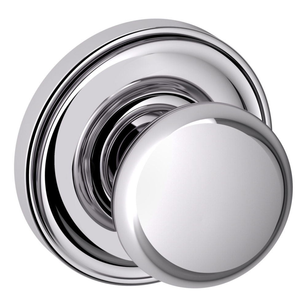 Baldwin 5030 Traditional Round Knob Set with 5048 Rose Polished Chrome / Full Dummy / Reversible