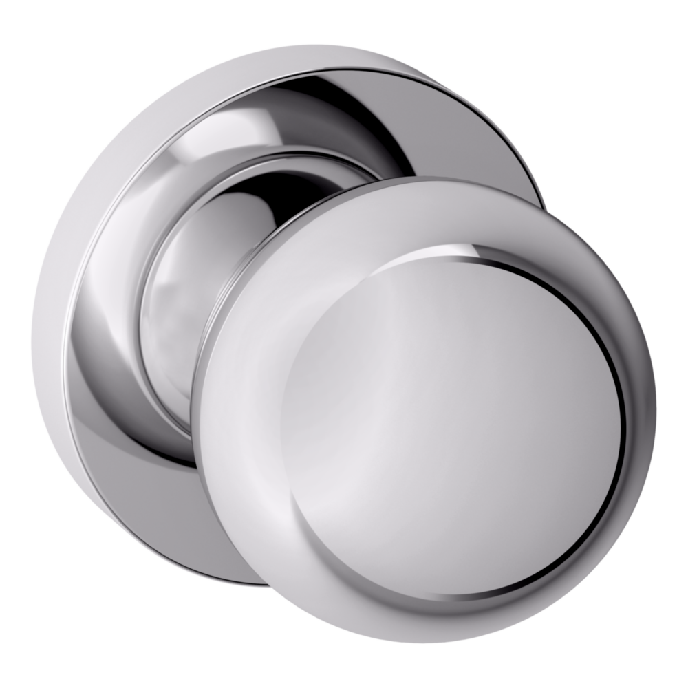 Baldwin 5041 Contemporary Round Knob Set with 5046 Rose Polished Chrome / Full Dummy / Reversible