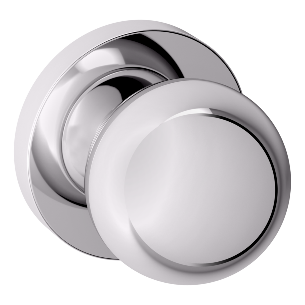 Baldwin 5041 Contemporary Round Knob Set with 5046 Rose Polished Chrome / Full Dummy / Reversible