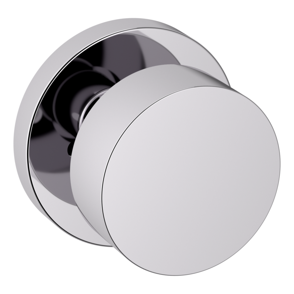 Baldwin 5055 Modern Round Knob Set with 5046 Rose Polished Chrome / Privacy / Reversible