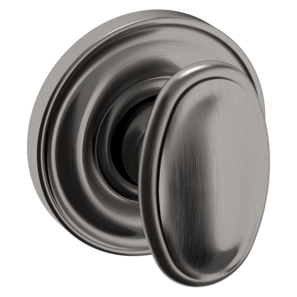Baldwin 5057 Traditional Oval Knob Set with 5048 Rose Lifetime (PVD) Graphite Nickel / Passage / Reversible