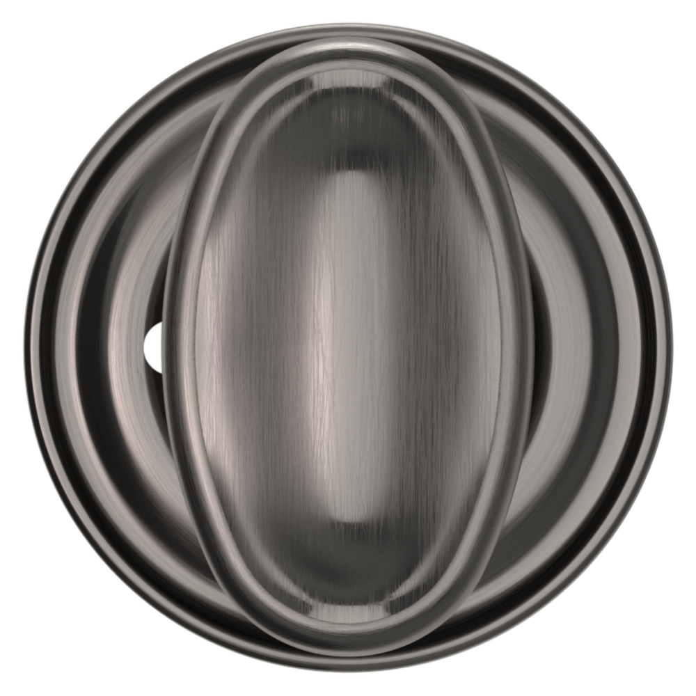 Baldwin 5057 Traditional Oval Knob Set with 5048 Rose Lifetime (PVD) Graphite Nickel / Privacy / Reversible