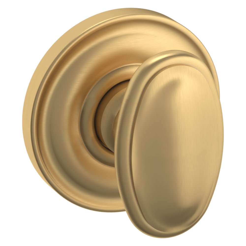 Baldwin 5057 Traditional Oval Knob Set with 5048 Rose Vintage Brass / Passage / Reversible