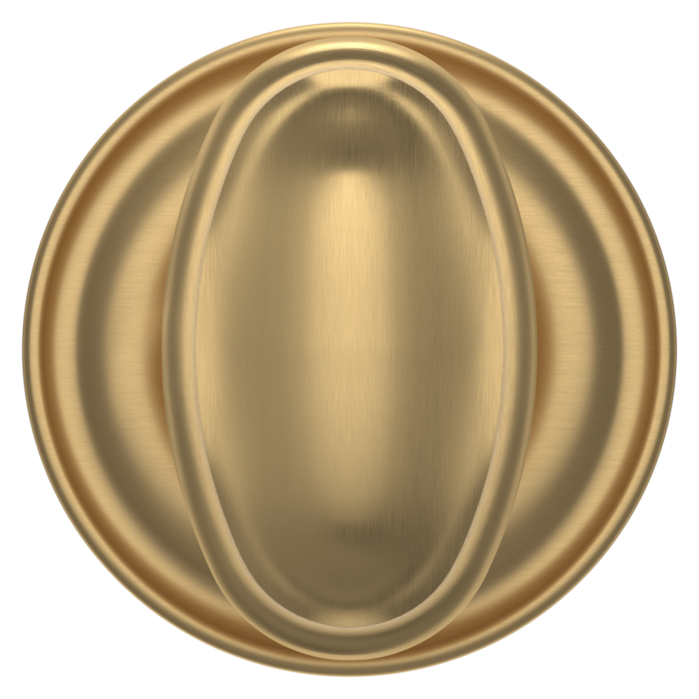 Baldwin 5057 Traditional Oval Knob Set with 5048 Rose Vintage Brass / Passage / Reversible