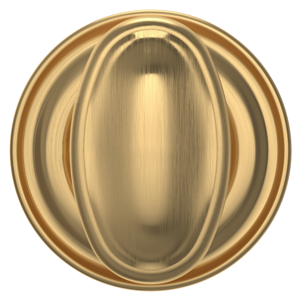 Baldwin 5057 Traditional Oval Knob Set with 5048 Rose Lifetime (PVD) Satin Brass / Passage / Reversible