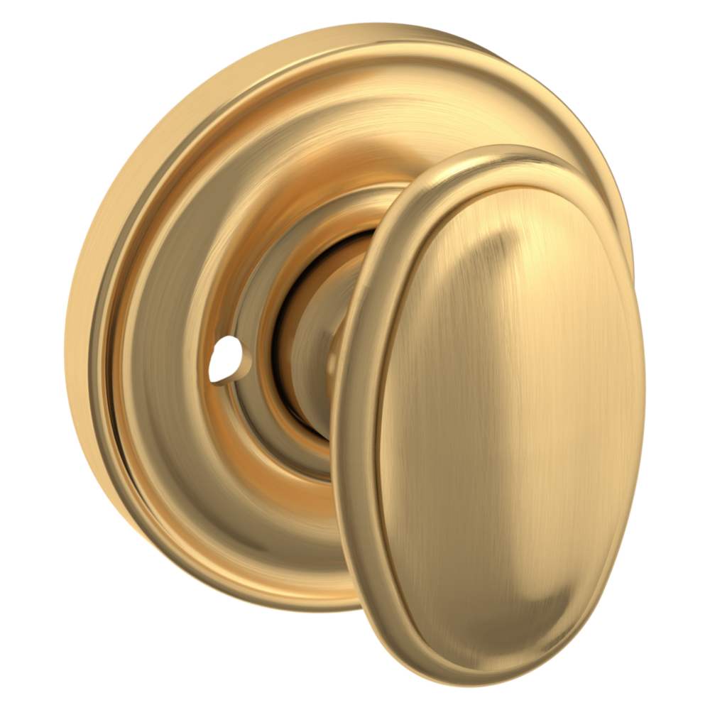 Baldwin 5057 Traditional Oval Knob Set with 5048 Rose Lifetime (PVD) Satin Brass / Privacy / Reversible