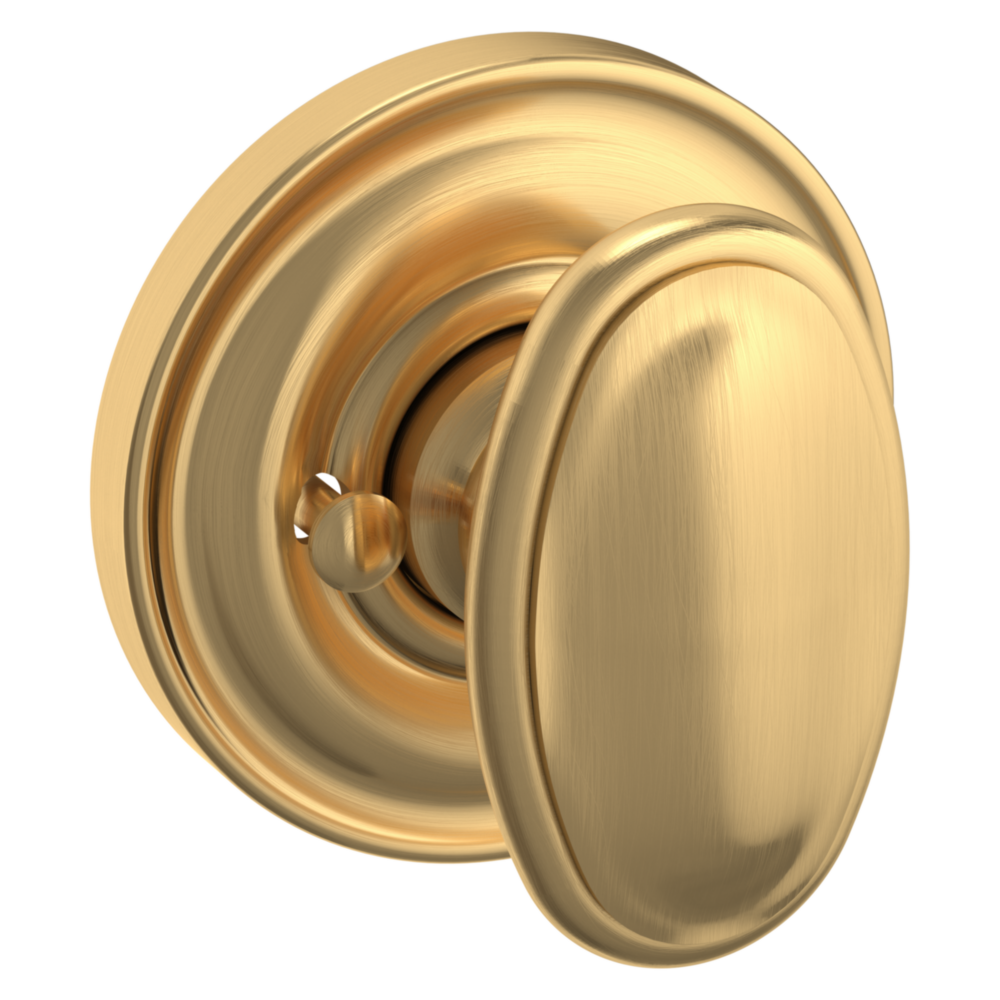 Baldwin 5057 Traditional Oval Knob Set with 5048 Rose Lifetime (PVD) Satin Brass / Privacy / Reversible