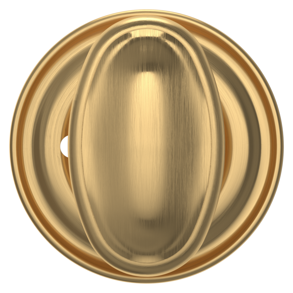 Baldwin 5057 Traditional Oval Knob Set with 5048 Rose Lifetime (PVD) Satin Brass / Privacy / Reversible