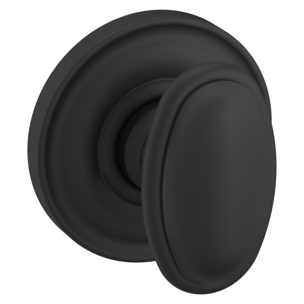 Baldwin 5057 Traditional Oval Knob Set with 5048 Rose Satin Black / Passage / Reversible
