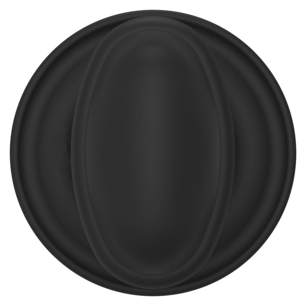 Baldwin 5057 Traditional Oval Knob Set with 5048 Rose Satin Black / Passage / Reversible