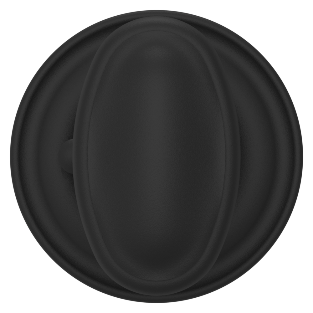 Baldwin 5057 Traditional Oval Knob Set with 5048 Rose Satin Black / Privacy / Reversible