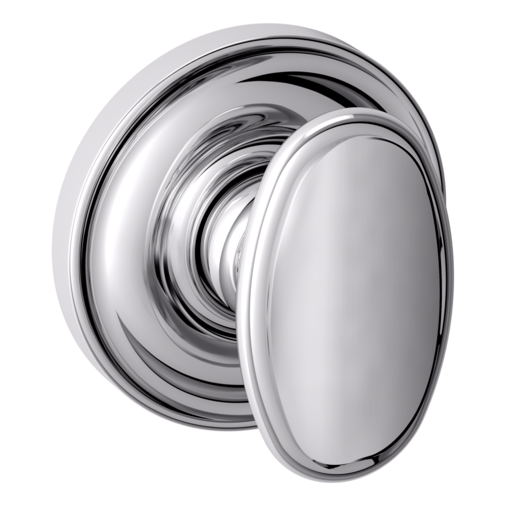 Baldwin 5057 Traditional Oval Knob Set with 5048 Rose Polished Chrome / Full Dummy / Reversible