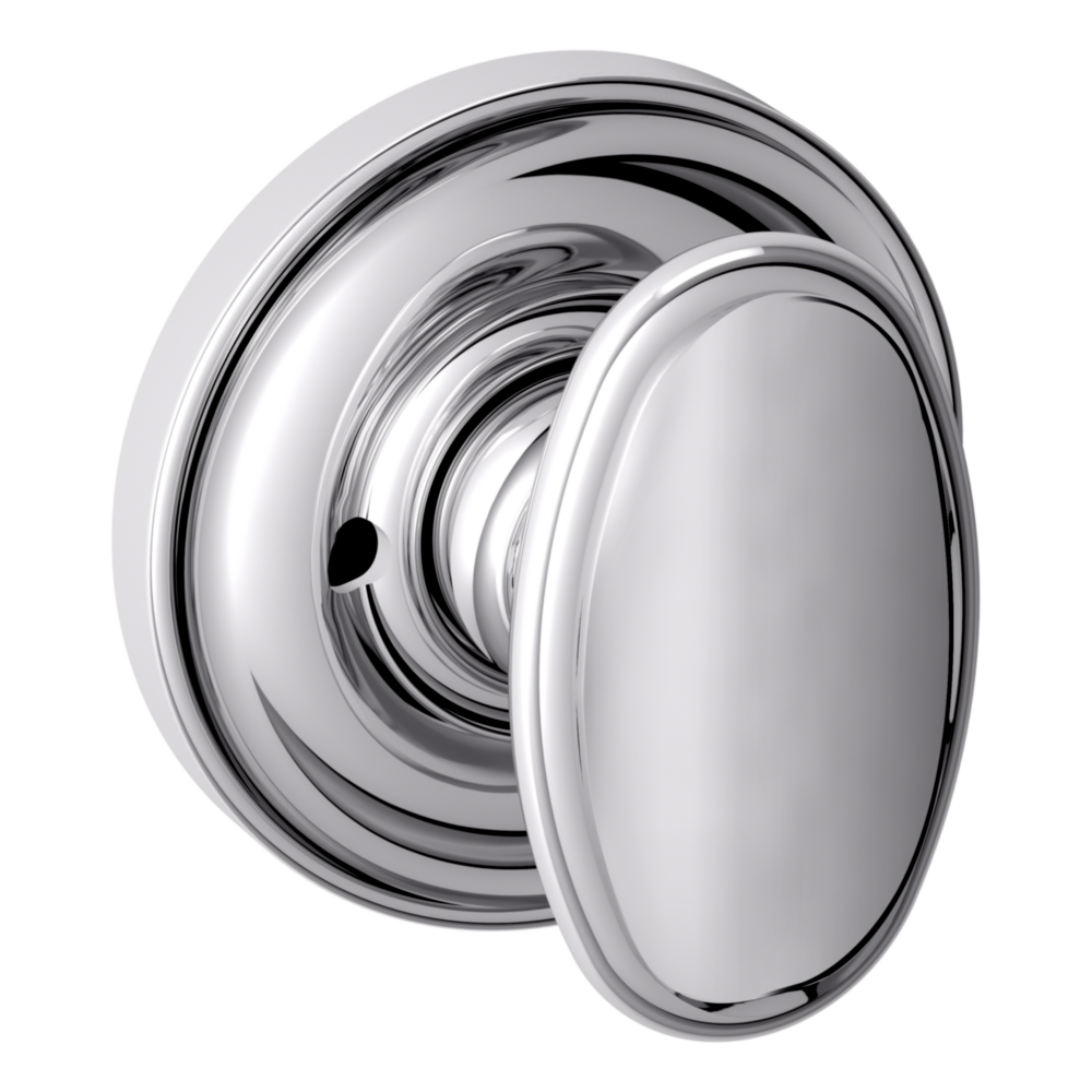 Baldwin 5057 Traditional Oval Knob Set with 5048 Rose Polished Chrome / Privacy / Reversible