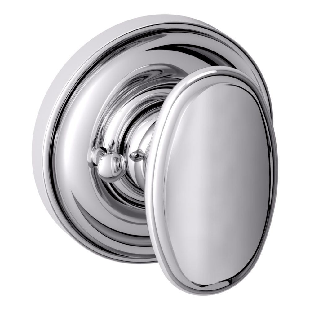 Baldwin 5057 Traditional Oval Knob Set with 5048 Rose Polished Chrome / Privacy / Reversible