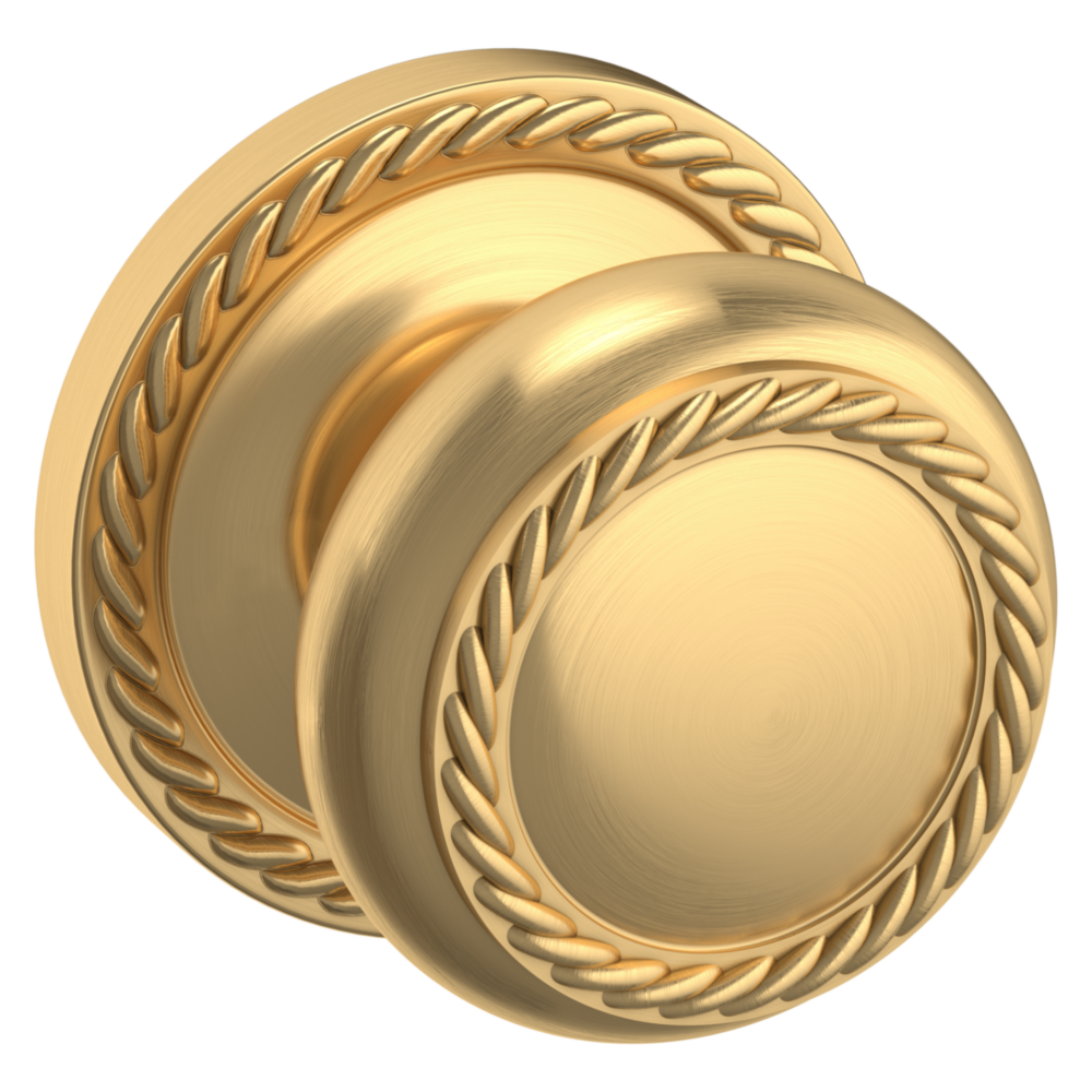 Baldwin 5064 Bristol Knob Set with 5004 Rose Lifetime (PVD) Satin Brass / Passage / Reversible