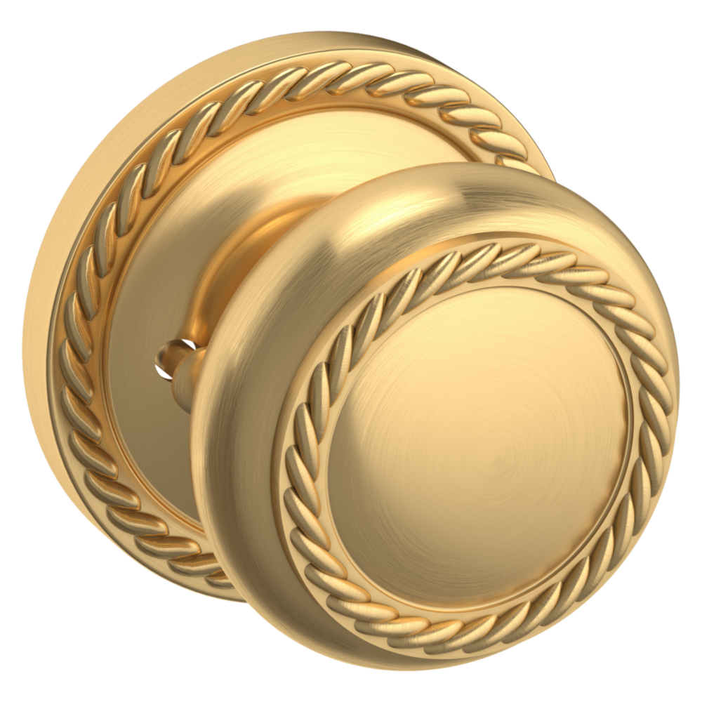 Baldwin 5064 Bristol Knob Set with 5004 Rose Lifetime (PVD) Satin Brass / Privacy / Reversible