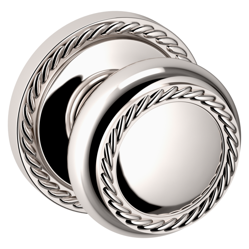 Baldwin 5064 Bristol Knob Set with 5004 Rose Lifetime (PVD) Polished Nickel / Passage / Reversible