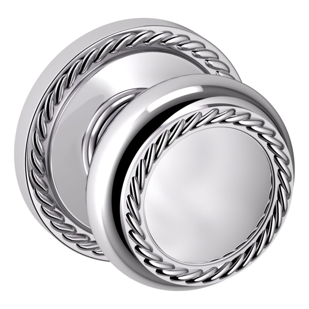 Baldwin 5064 Bristol Knob Set with 5004 Rose Polished Chrome / Full Dummy / Reversible