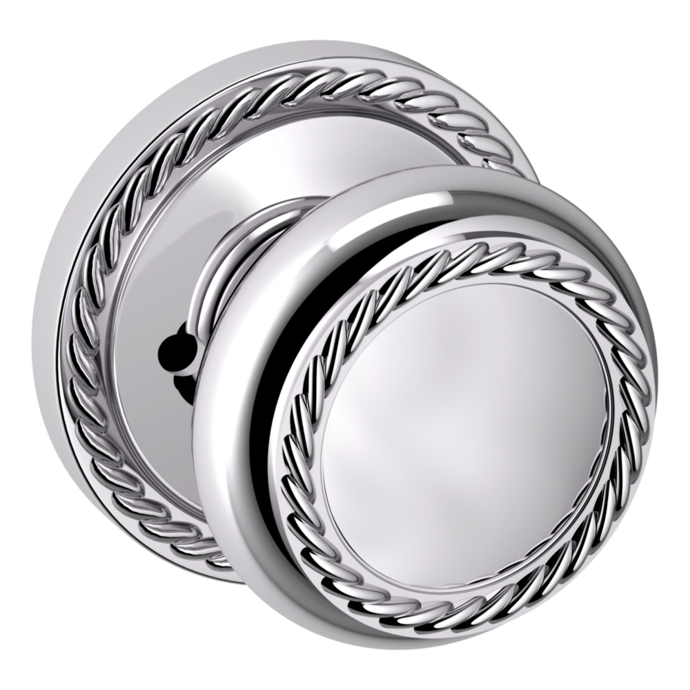 Baldwin 5064 Bristol Knob Set with 5004 Rose Polished Chrome / Privacy / Reversible