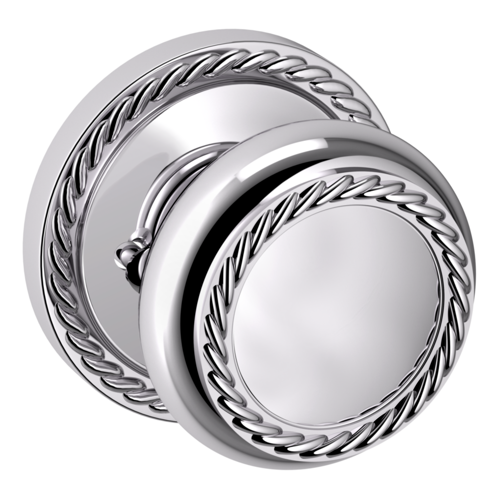 Baldwin 5064 Bristol Knob Set with 5004 Rose Polished Chrome / Privacy / Reversible