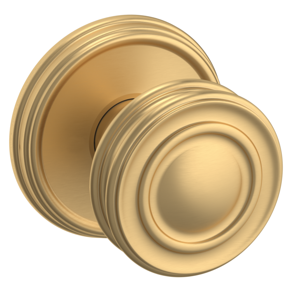Baldwin 5066 Traditional Round Knob Set with 5078 Rose Vintage Brass / Passage / Reversible