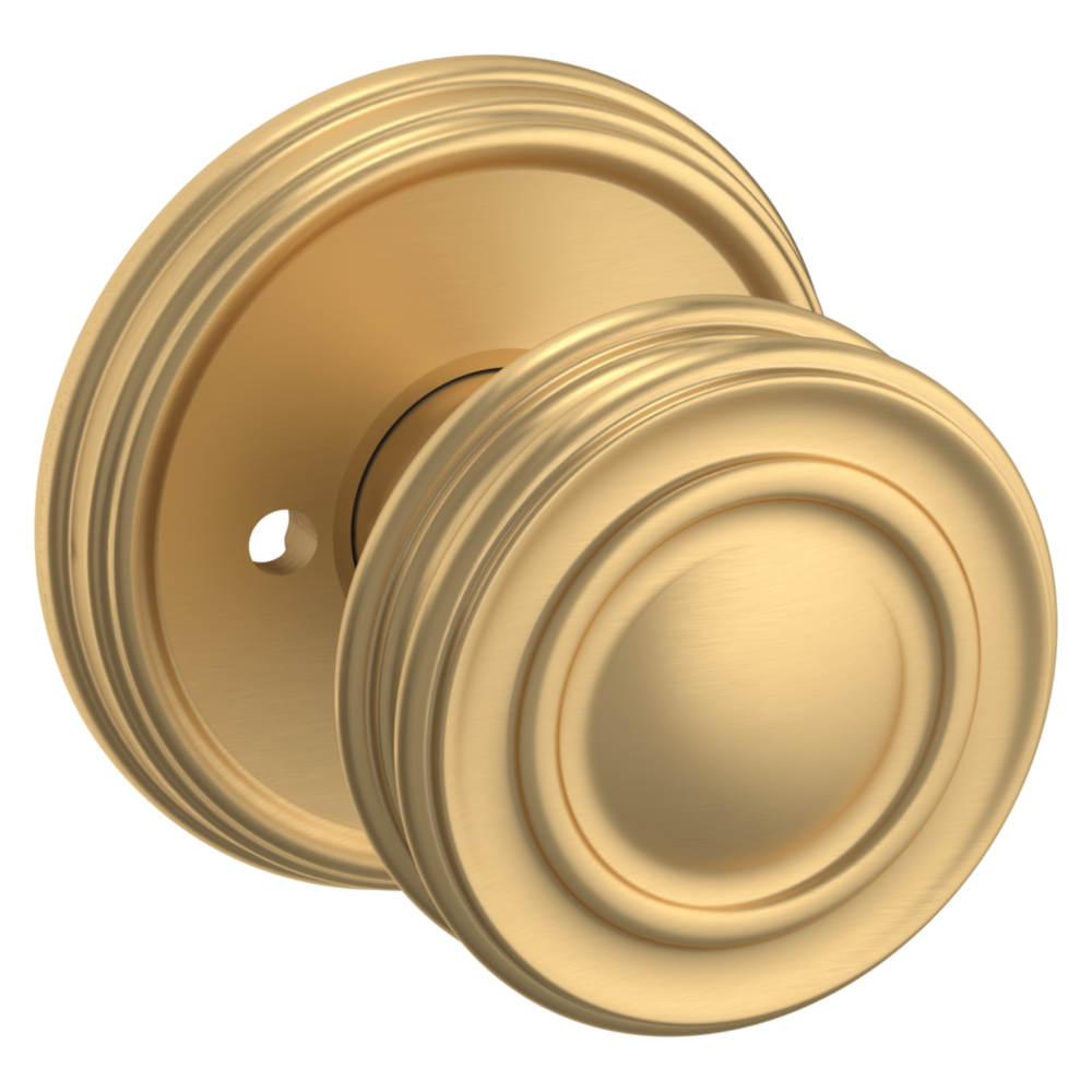 Baldwin 5066 Traditional Round Knob Set with 5078 Rose Vintage Brass / Privacy / Reversible